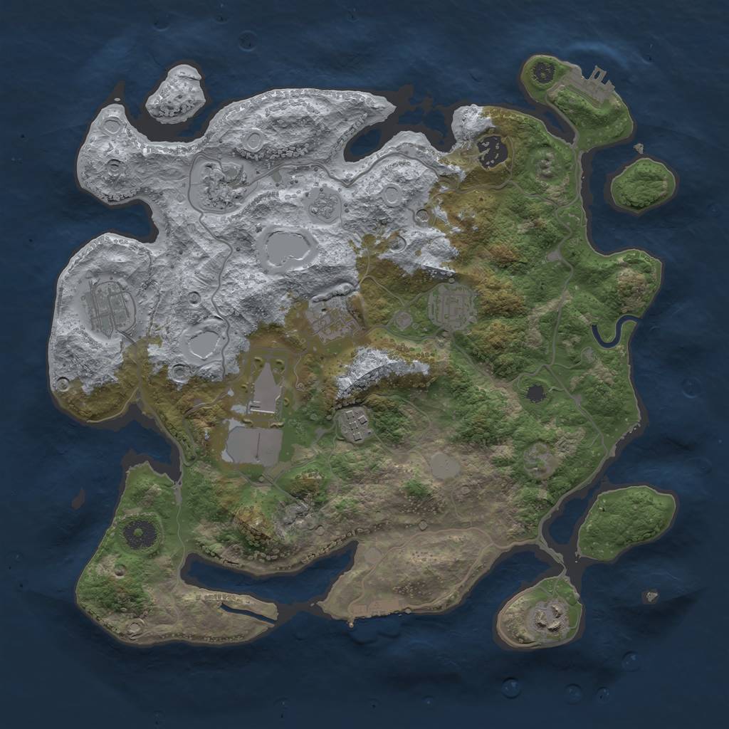 Rust Map: Procedural Map, Size: 3500, Seed: 2125287930, 15 Monuments