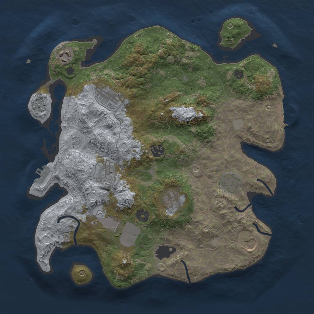 Rust Map: Procedural Map, Size: 3500, Seed: 1674666280, 18 Monuments