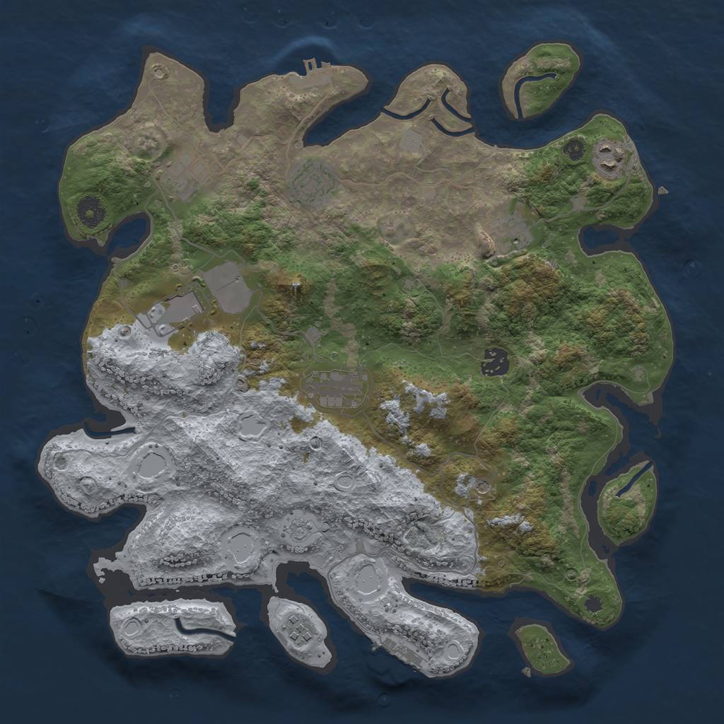 Rust Map: Procedural Map, Size: 3700, Seed: 397842312, 17 Monuments