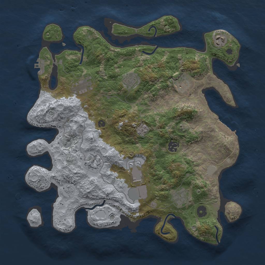 Rust Map: Procedural Map, Size: 3650, Seed: 62666, 18 Monuments