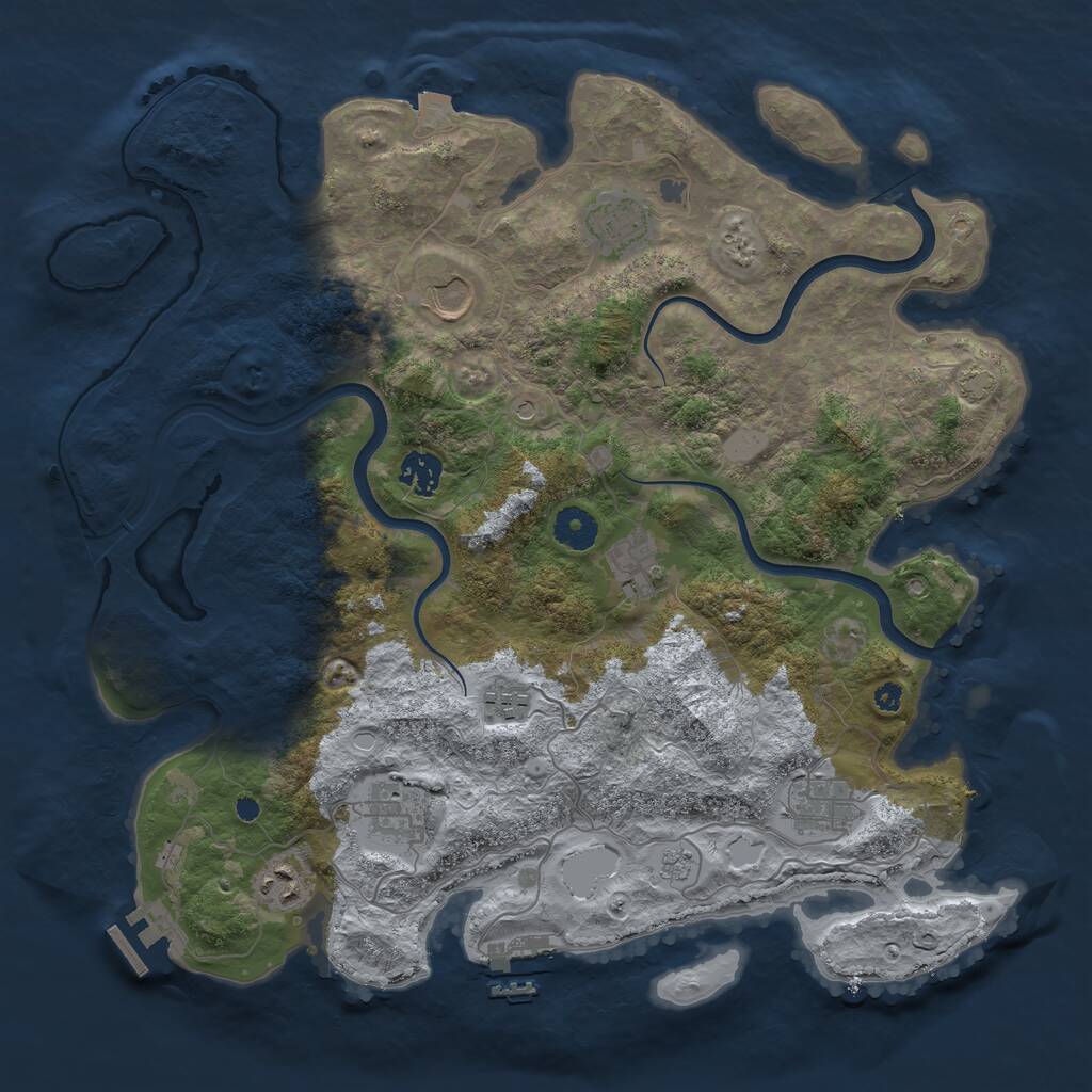 Rust Map: Procedural Map, Size: 3800, Seed: 81831482, 14 Monuments