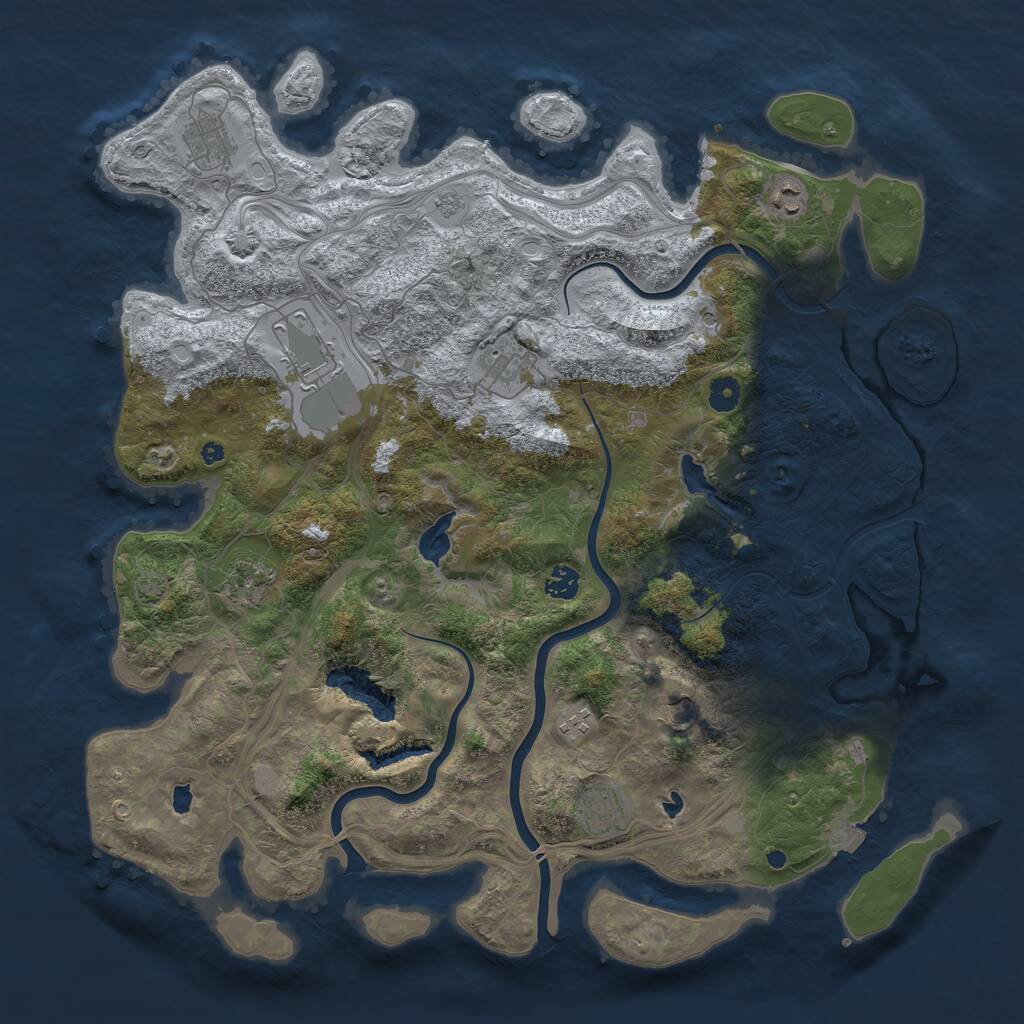 Rust Map: Procedural Map, Size: 4500, Seed: 1421484115, 13 Monuments