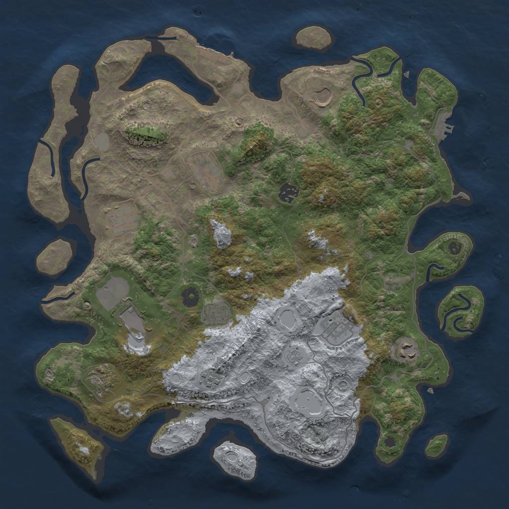 Rust Map: Procedural Map, Size: 4000, Seed: 956262, 17 Monuments