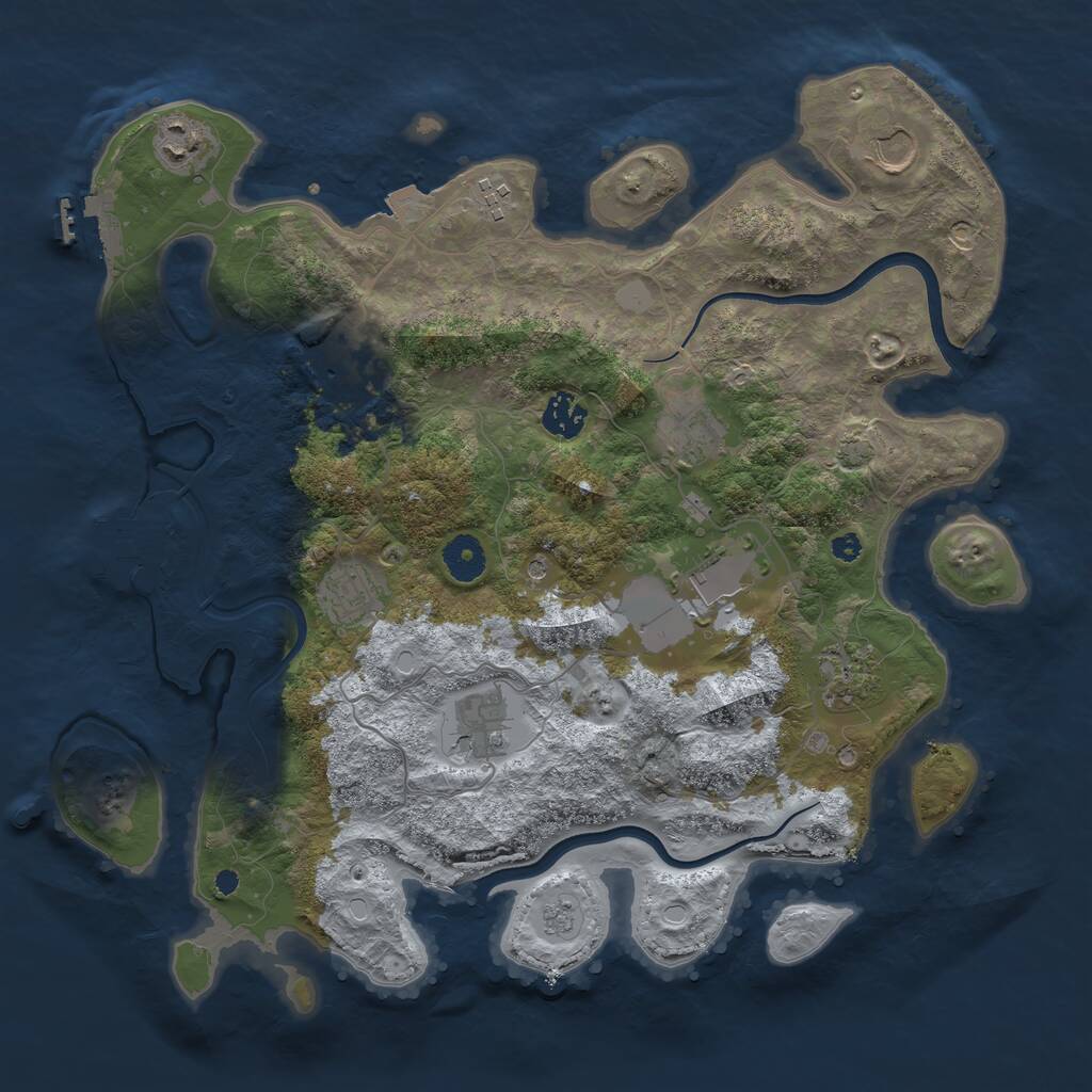 Rust Map: Procedural Map, Size: 3750, Seed: 35765133, 16 Monuments