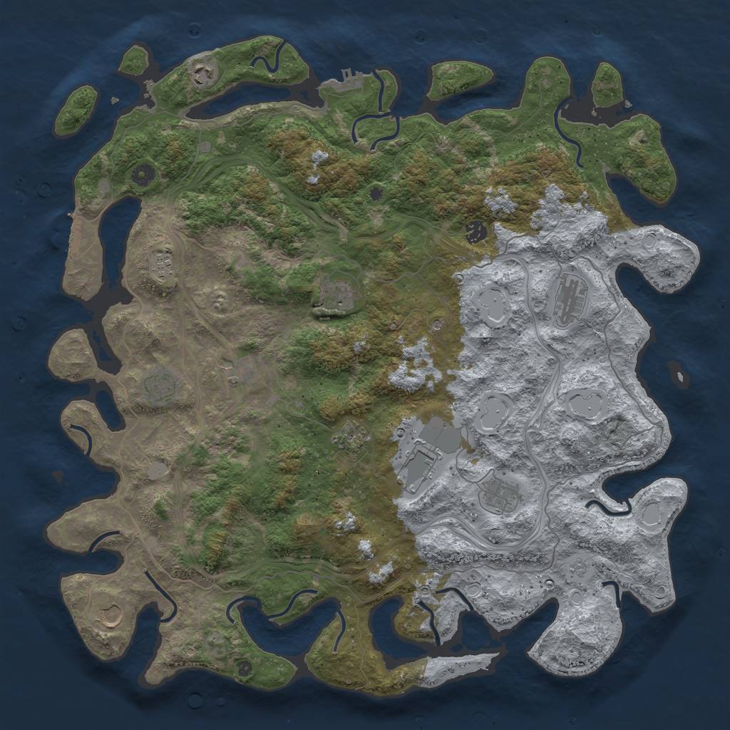 Rust Map: Procedural Map, Size: 4800, Seed: 69007637, 20 Monuments