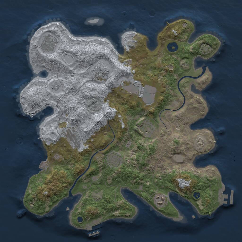 Rust Map: Procedural Map, Size: 3500, Seed: 96374614, 13 Monuments