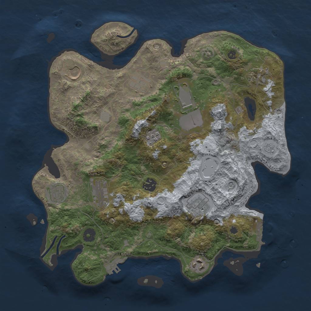 Rust Map: Procedural Map, Size: 3500, Seed: 54851018, 19 Monuments