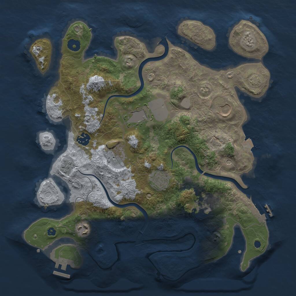 Rust Map: Procedural Map, Size: 3500, Seed: 61474305, 13 Monuments