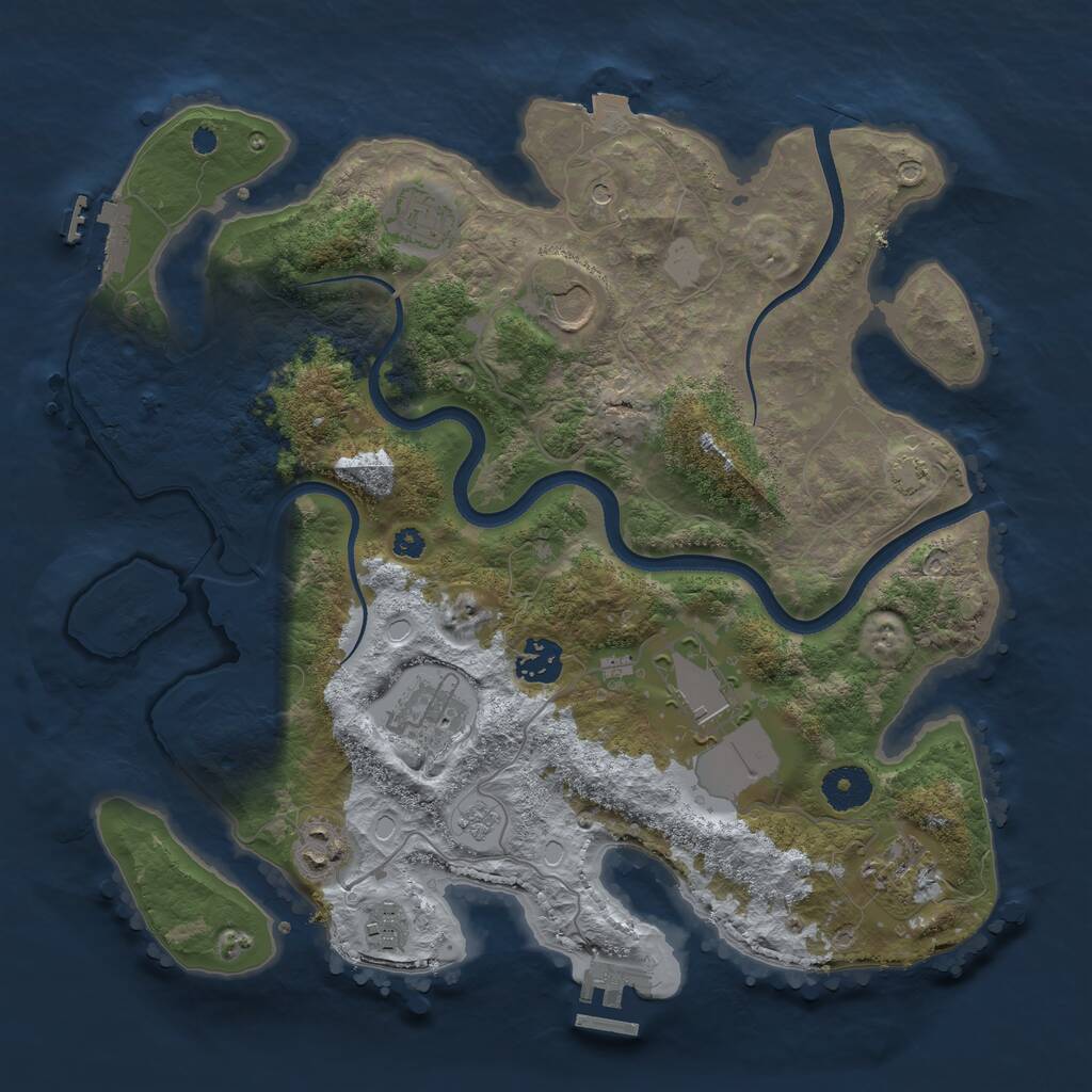 Rust Map: Procedural Map, Size: 3500, Seed: 24545055, 14 Monuments