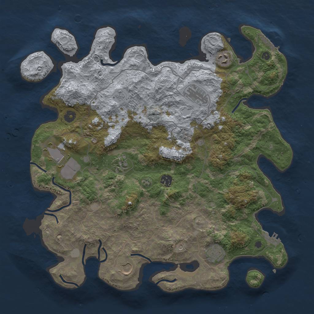 Rust Map: Procedural Map, Size: 4000, Seed: 22373, 17 Monuments