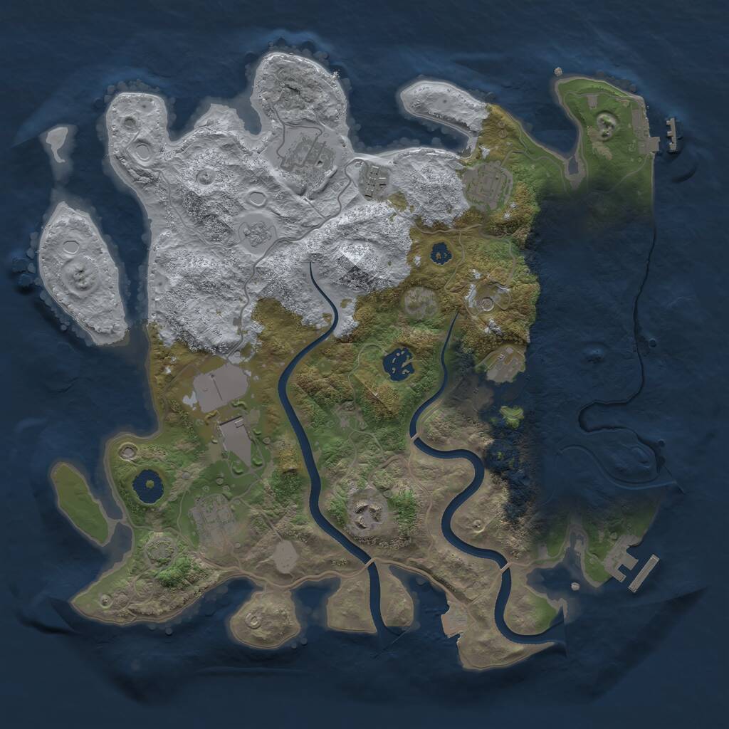 Rust Map: Procedural Map, Size: 3500, Seed: 37246942, 14 Monuments
