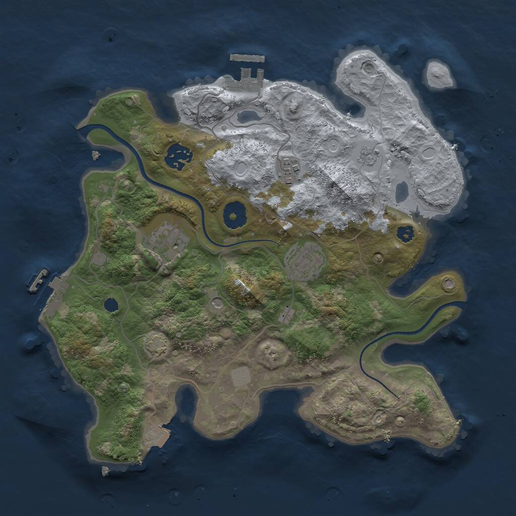 Rust Map: Procedural Map, Size: 3000, Seed: 90475, 10 Monuments