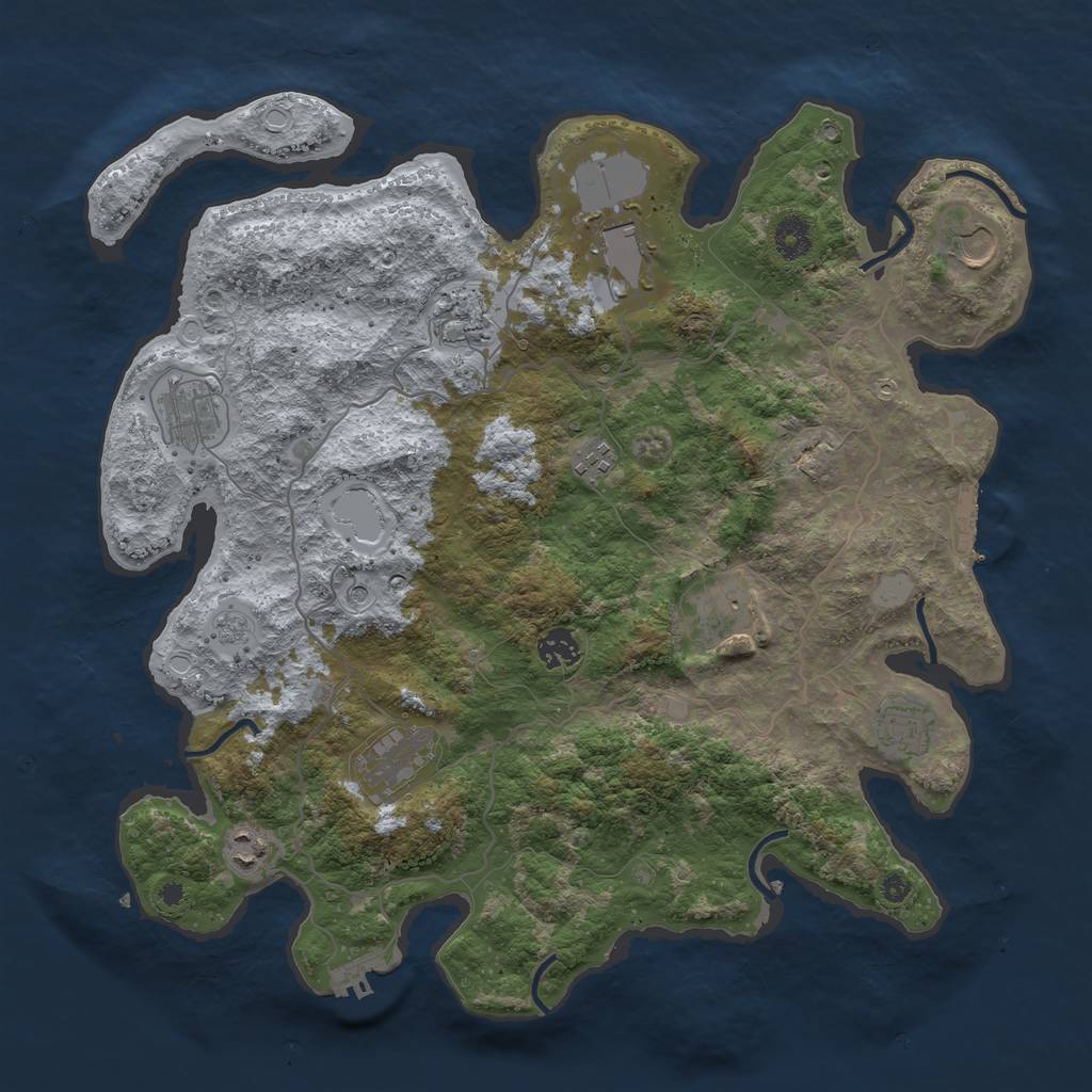 Rust Map: Procedural Map, Size: 4000, Seed: 22343443, 19 Monuments