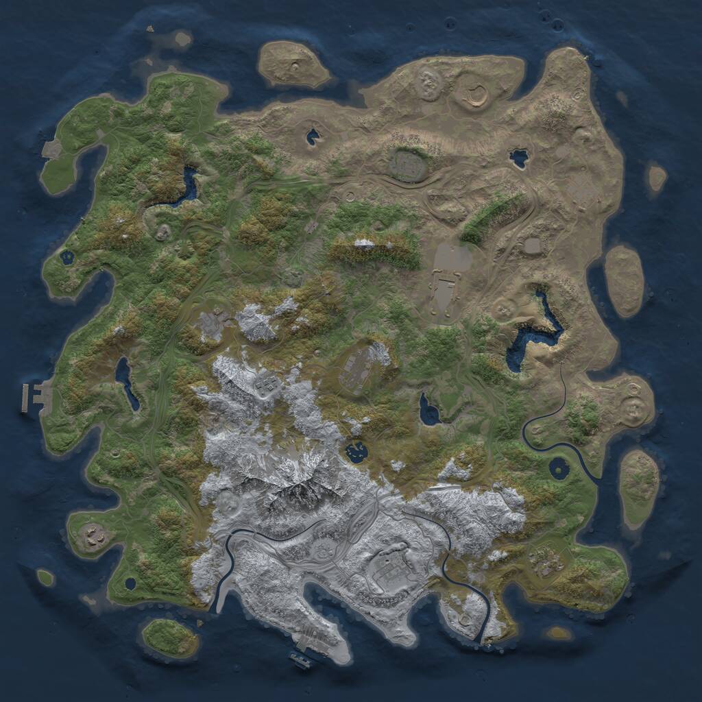 Rust Map: Procedural Map, Size: 5000, Seed: 1294973651, 17 Monuments