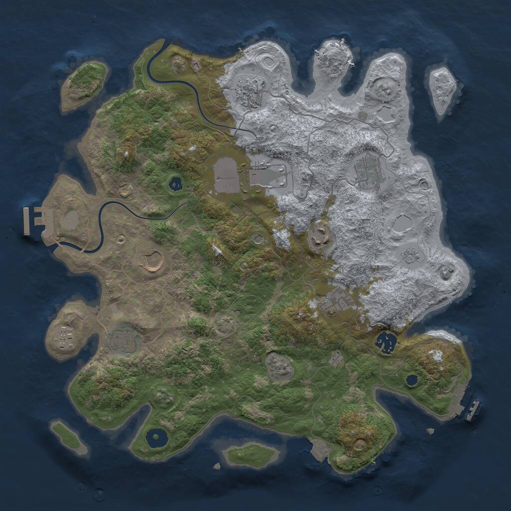 Rust Map: Procedural Map, Size: 3700, Seed: 1466576427, 15 Monuments