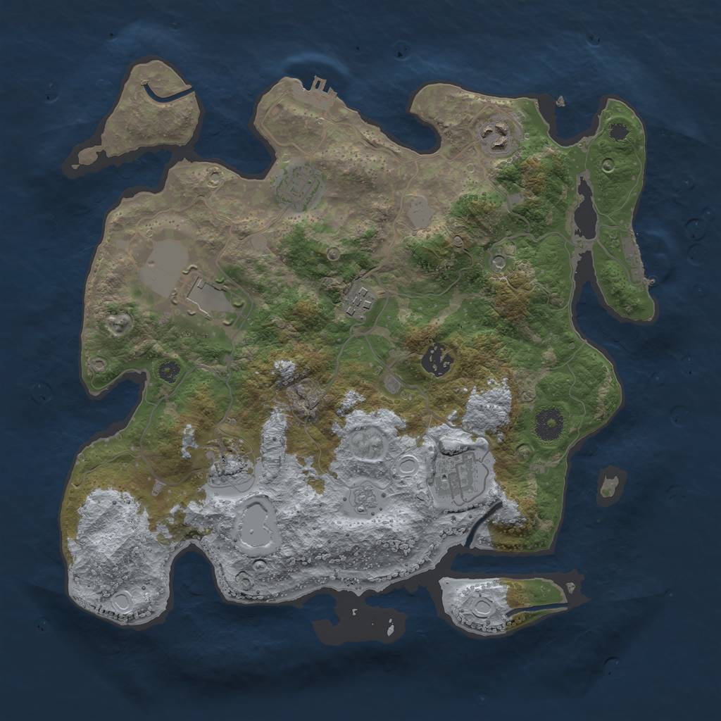 Rust Map: Procedural Map, Size: 3500, Seed: 1204136, 16 Monuments