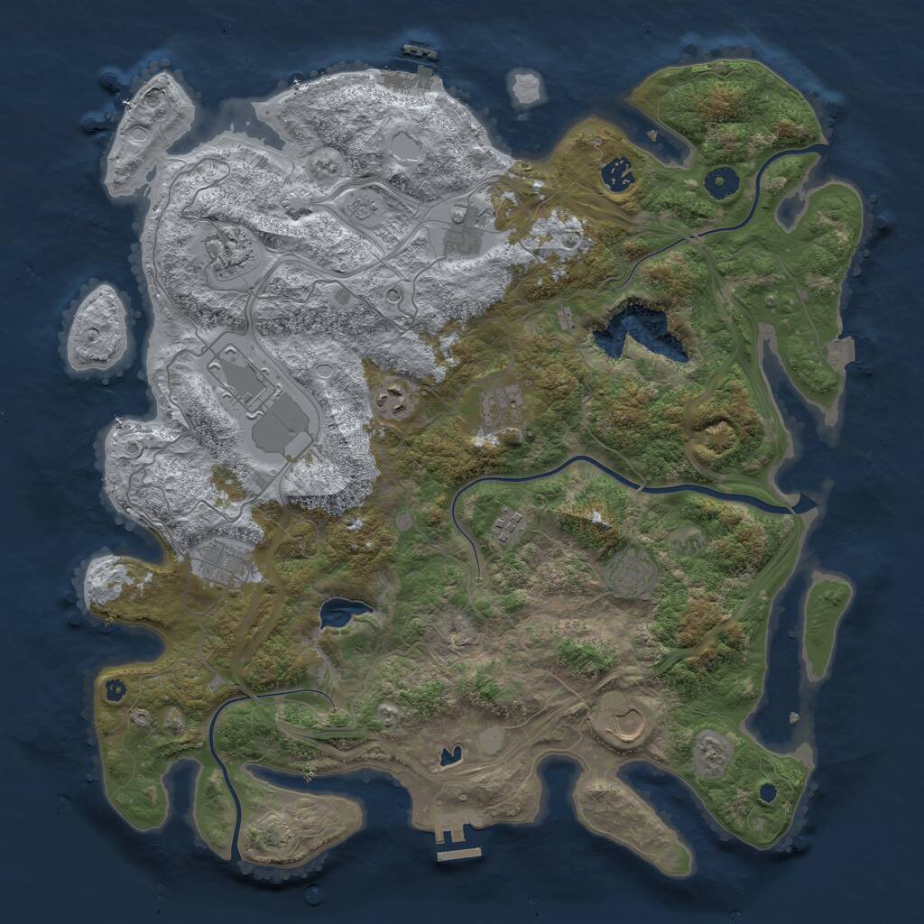 Rust Map: Procedural Map, Size: 4250, Seed: 1049321213, 16 Monuments