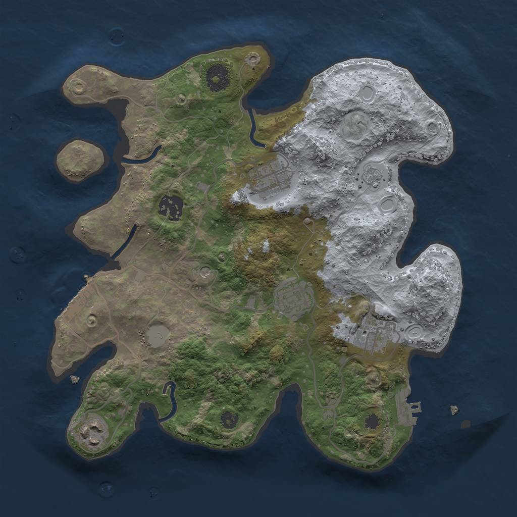 Rust Map: Procedural Map, Size: 3000, Seed: 5858, 14 Monuments
