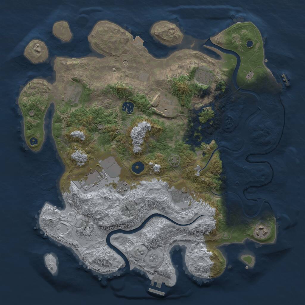 Rust Map: Procedural Map, Size: 3775, Seed: 6738, 15 Monuments