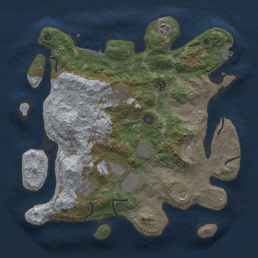 Rust Map: Procedural Map, Size: 3500, Seed: 1077864954, 17 Monuments