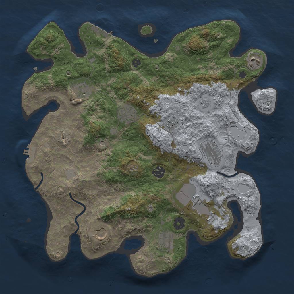 Rust Map: Procedural Map, Size: 3600, Seed: 186213860, 16 Monuments