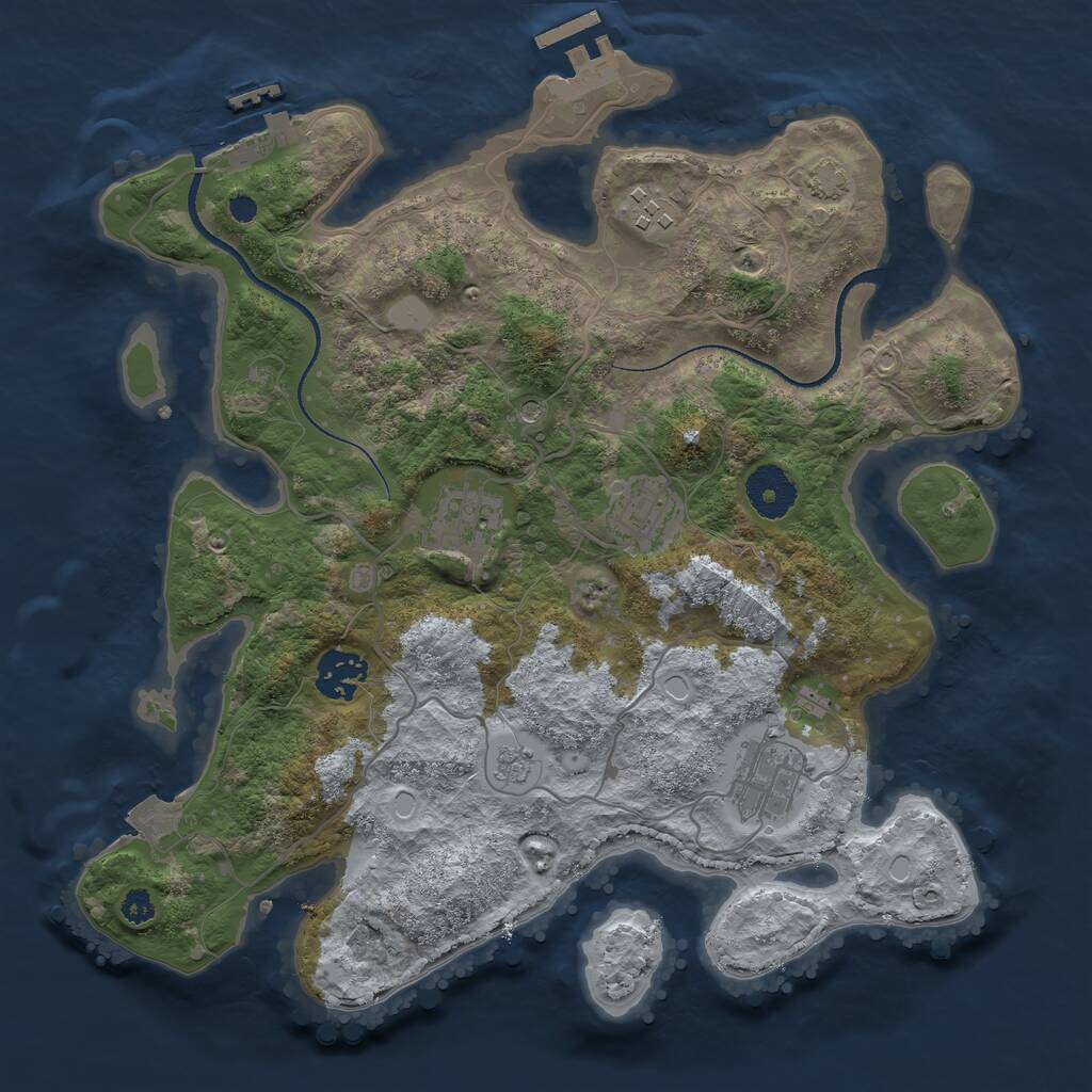 Rust Map: Procedural Map, Size: 3250, Seed: 654654, 11 Monuments