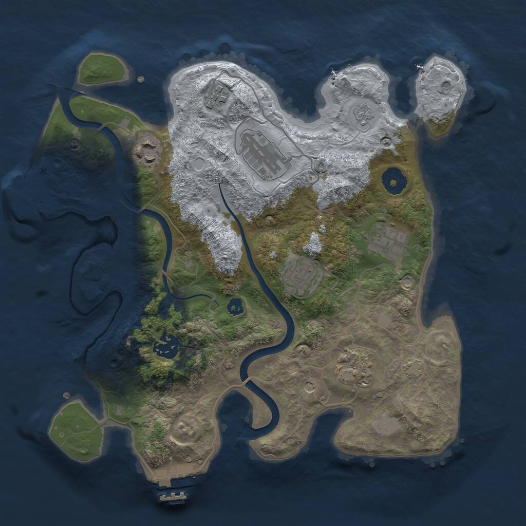 Rust Map: Procedural Map, Size: 3107, Seed: 1, 13 Monuments