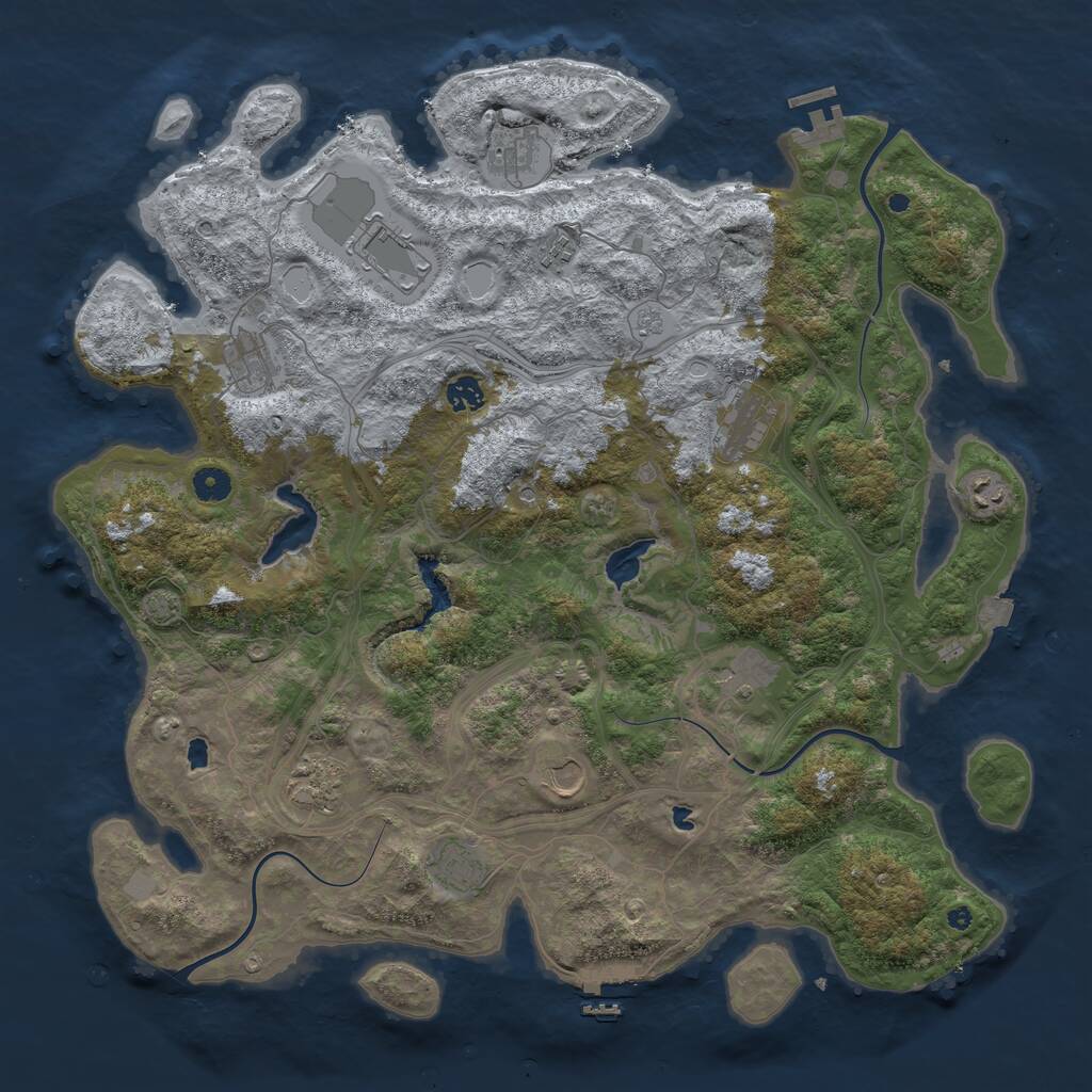 Rust Map: Procedural Map, Size: 4500, Seed: 1834853520, 17 Monuments