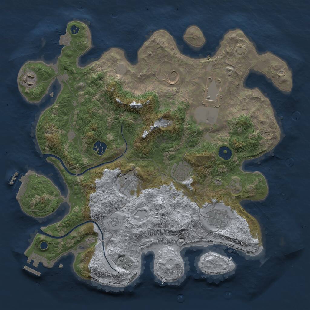 Rust Map: Procedural Map, Size: 3500, Seed: 1670270841, 14 Monuments