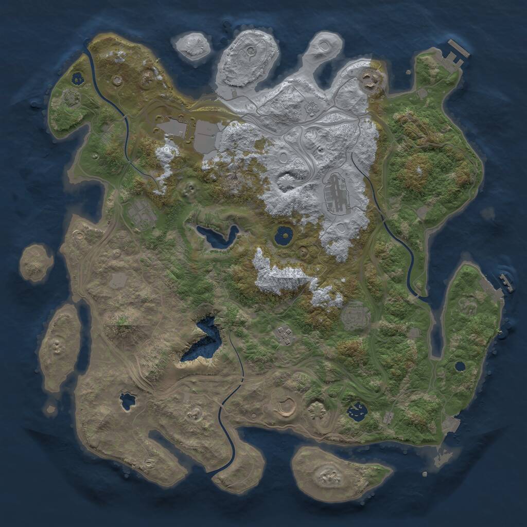 Rust Map: Procedural Map, Size: 4250, Seed: 1290735330, 14 Monuments