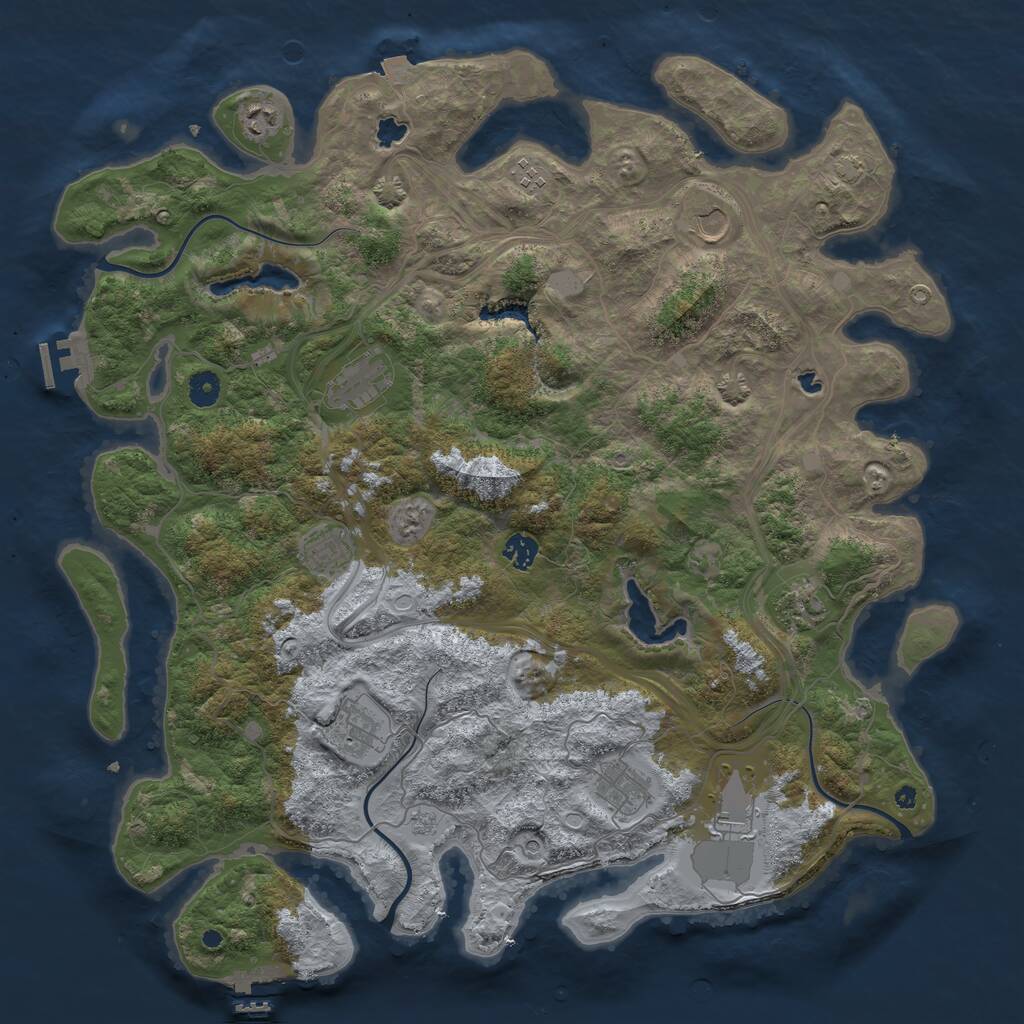 Rust Map: Procedural Map, Size: 4500, Seed: 426667112, 16 Monuments