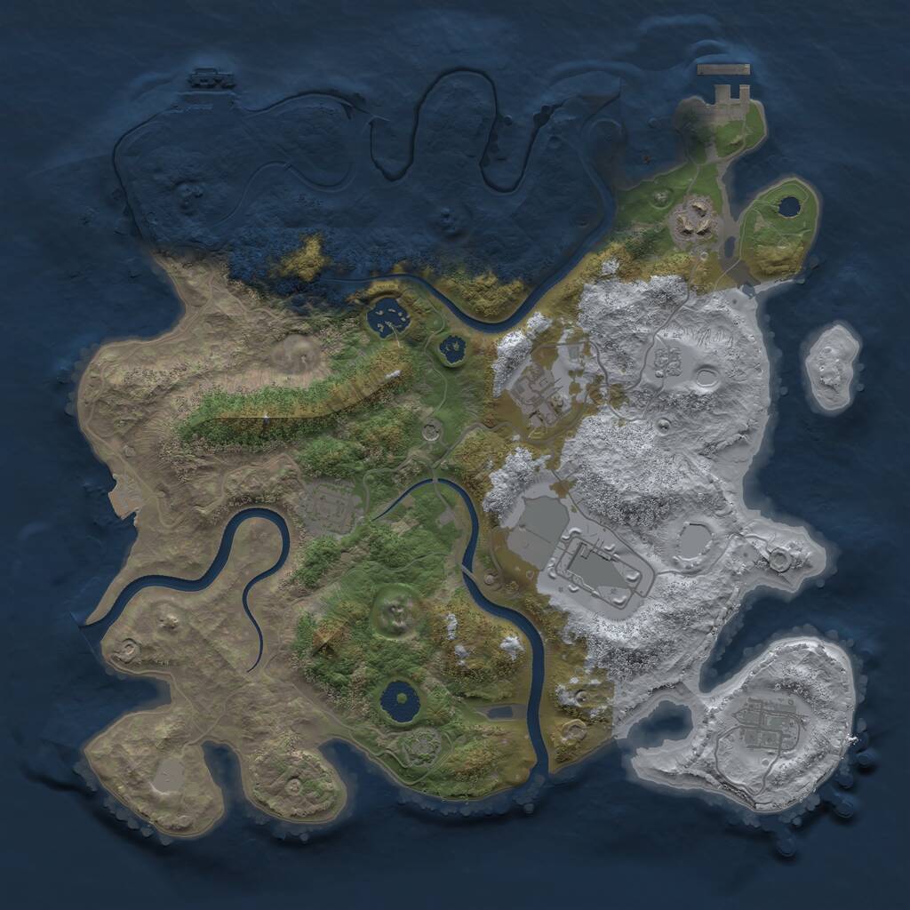 Rust Map: Procedural Map, Size: 3500, Seed: 160453314, 12 Monuments