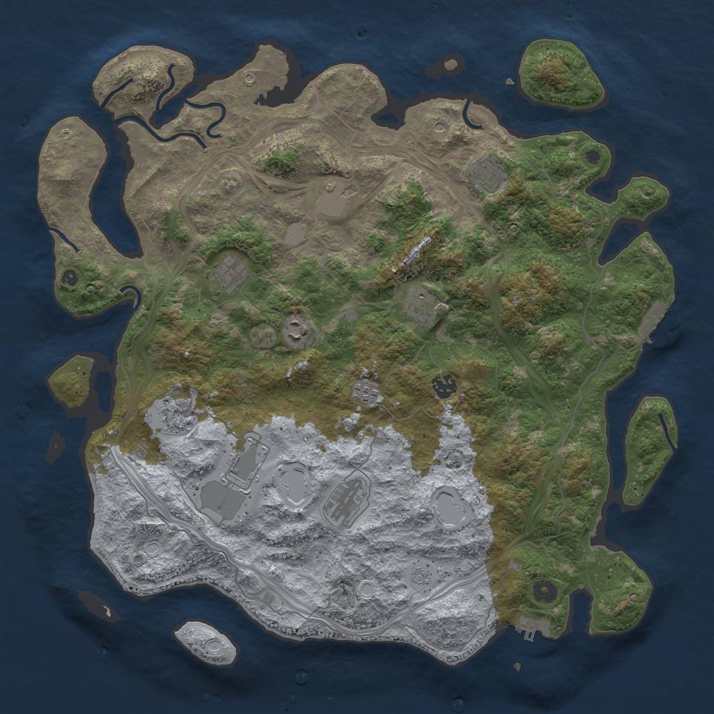 Rust Map: Procedural Map, Size: 4500, Seed: 4390013, 19 Monuments