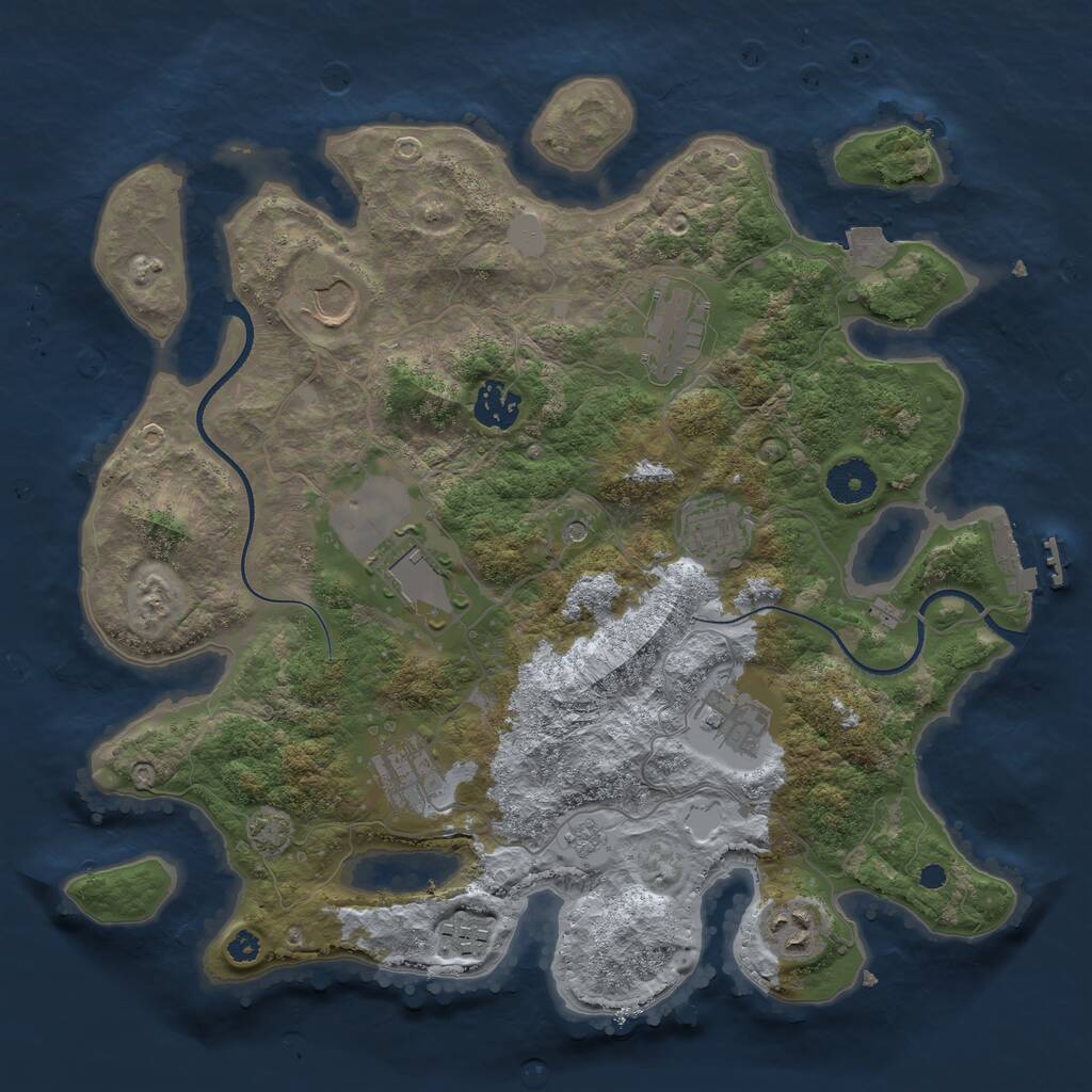 Rust Map: Procedural Map, Size: 3500, Seed: 97293490, 14 Monuments