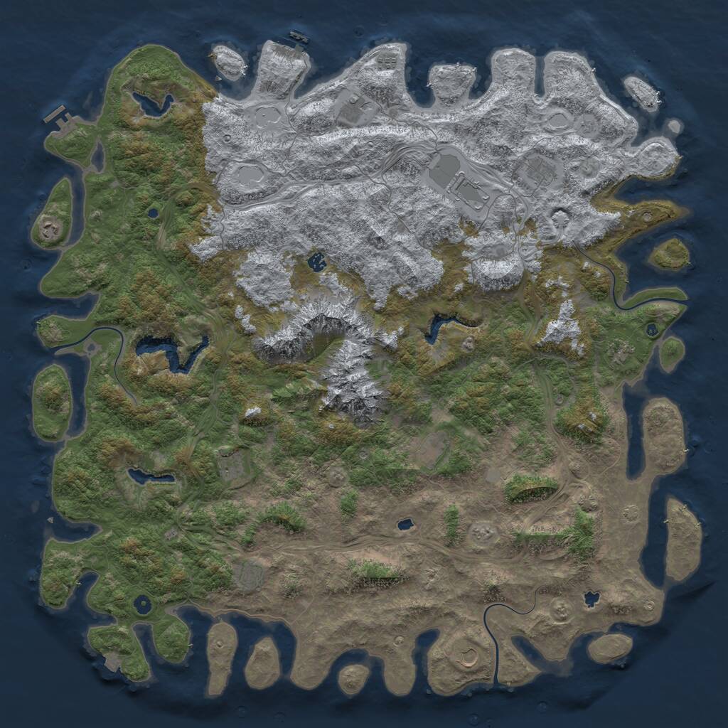 Rust Map: Procedural Map, Size: 6000, Seed: 701330051, 17 Monuments