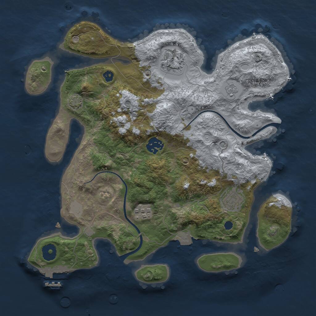 Rust Map: Procedural Map, Size: 3000, Seed: 1145730302, 9 Monuments