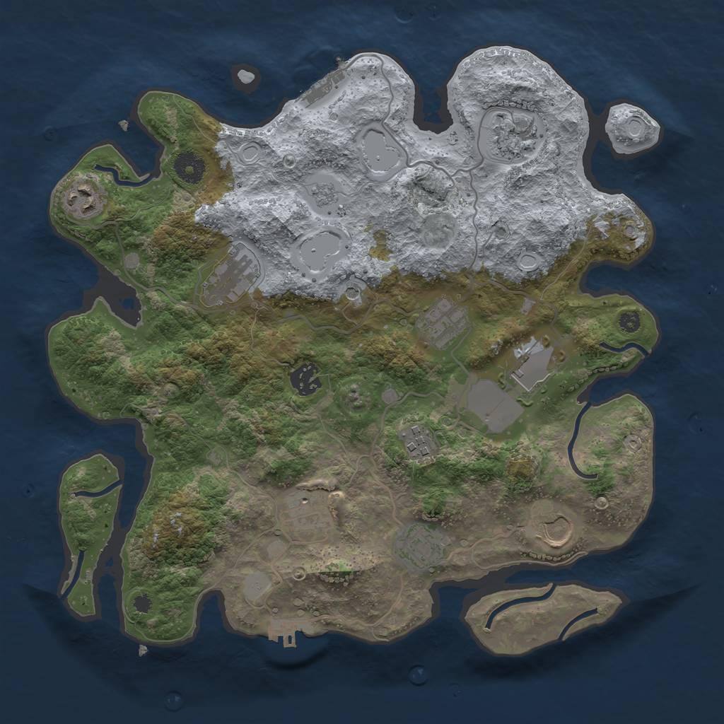 Rust Map: Procedural Map, Size: 3500, Seed: 280209540, 19 Monuments