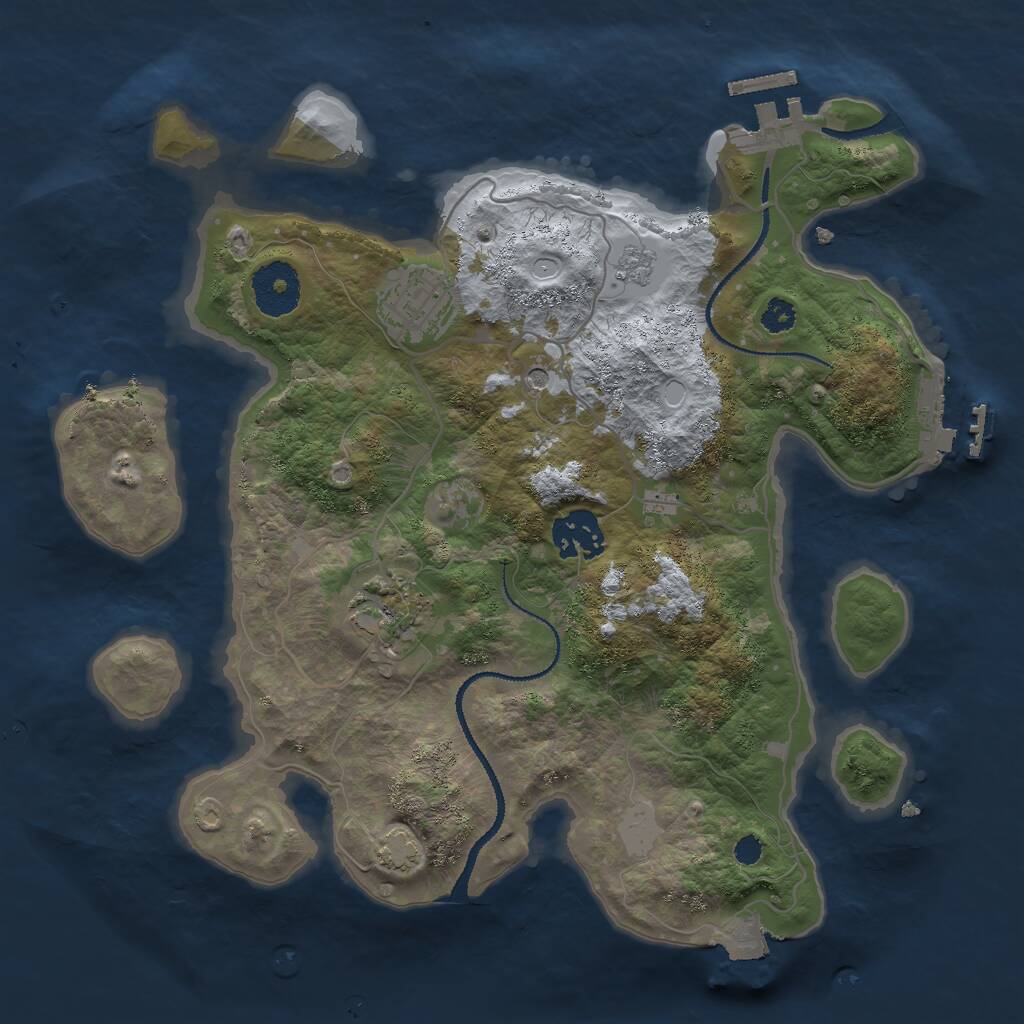 Rust Map: Procedural Map, Size: 3000, Seed: 2907356, 9 Monuments