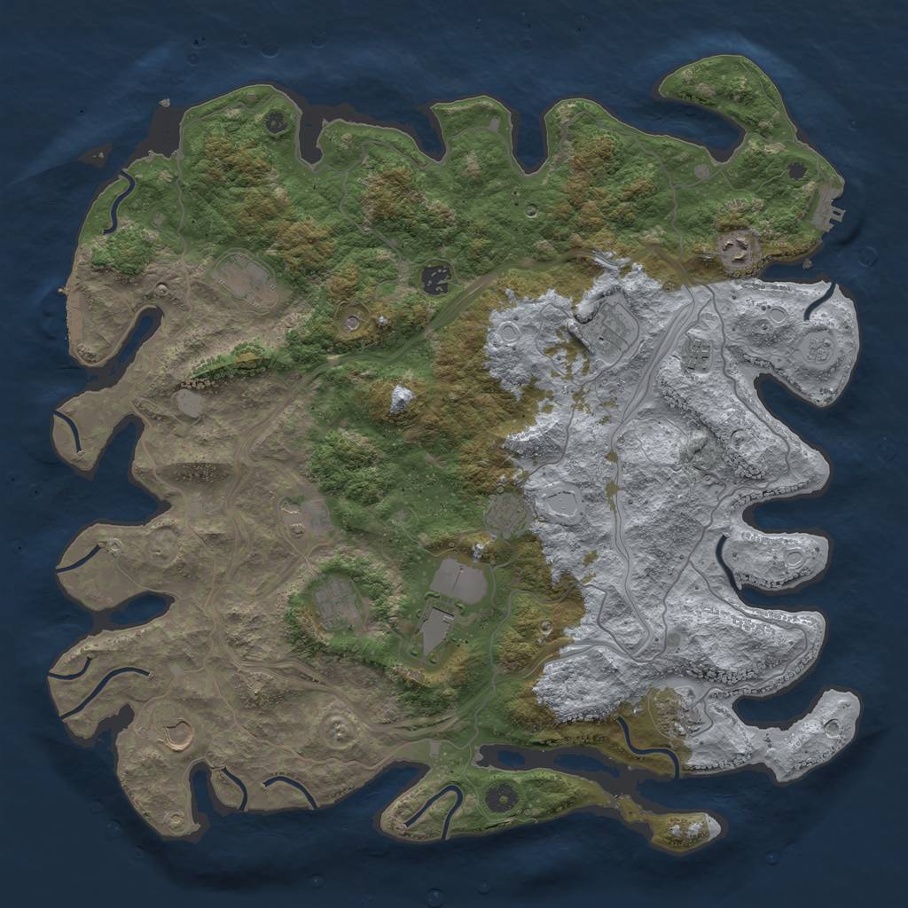 Rust Map: Procedural Map, Size: 4500, Seed: 51825, 20 Monuments