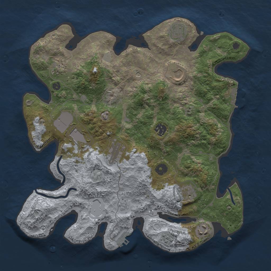 Rust Map: Procedural Map, Size: 3500, Seed: 51107761, 18 Monuments