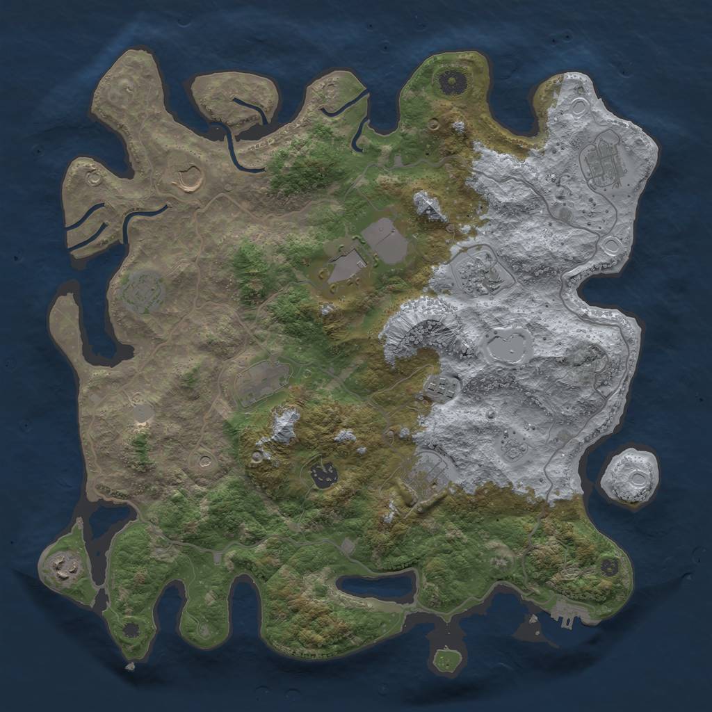 Rust Map: Procedural Map, Size: 4000, Seed: 650442101, 18 Monuments
