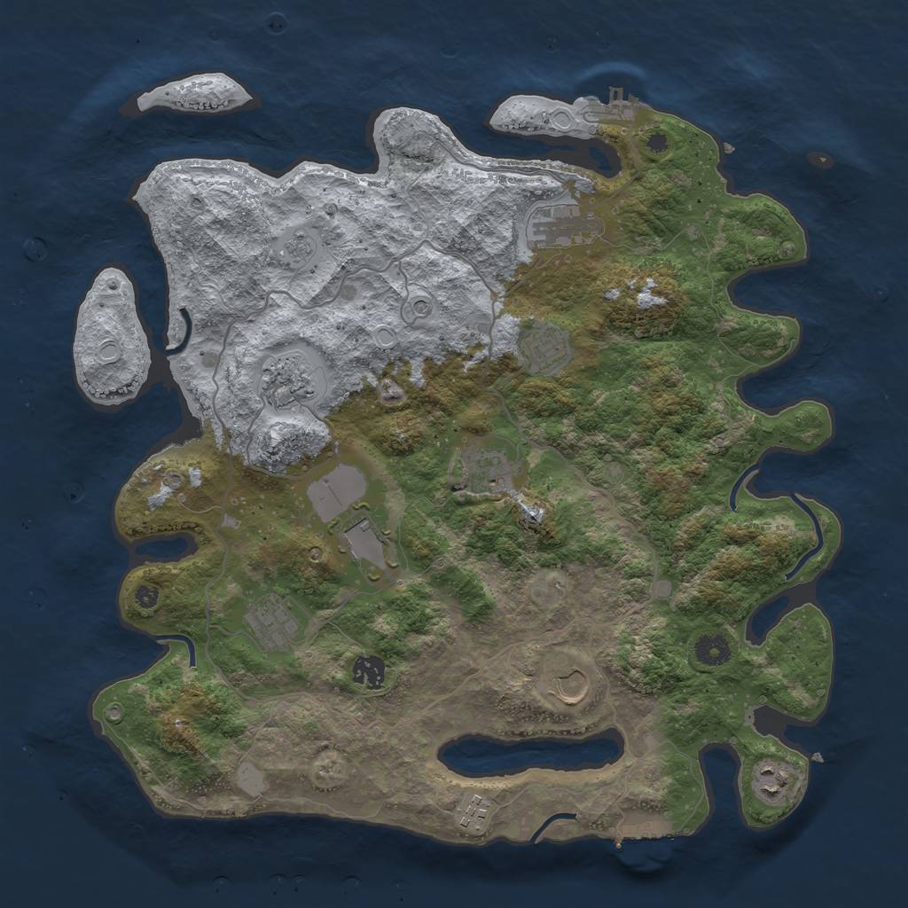 Rust Map: Procedural Map, Size: 4000, Seed: 889290345, 19 Monuments