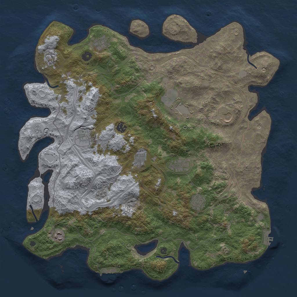 Rust Map: Procedural Map, Size: 4500, Seed: 1497, 18 Monuments