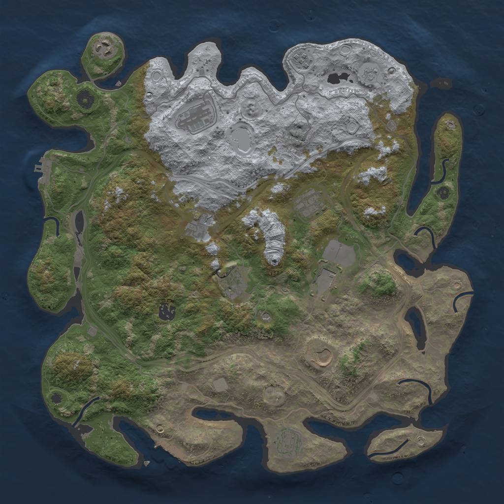 Rust Map: Procedural Map, Size: 4250, Seed: 1343414122, 19 Monuments