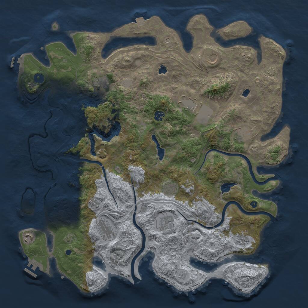 Rust Map: Procedural Map, Size: 4500, Seed: 204671803, 17 Monuments