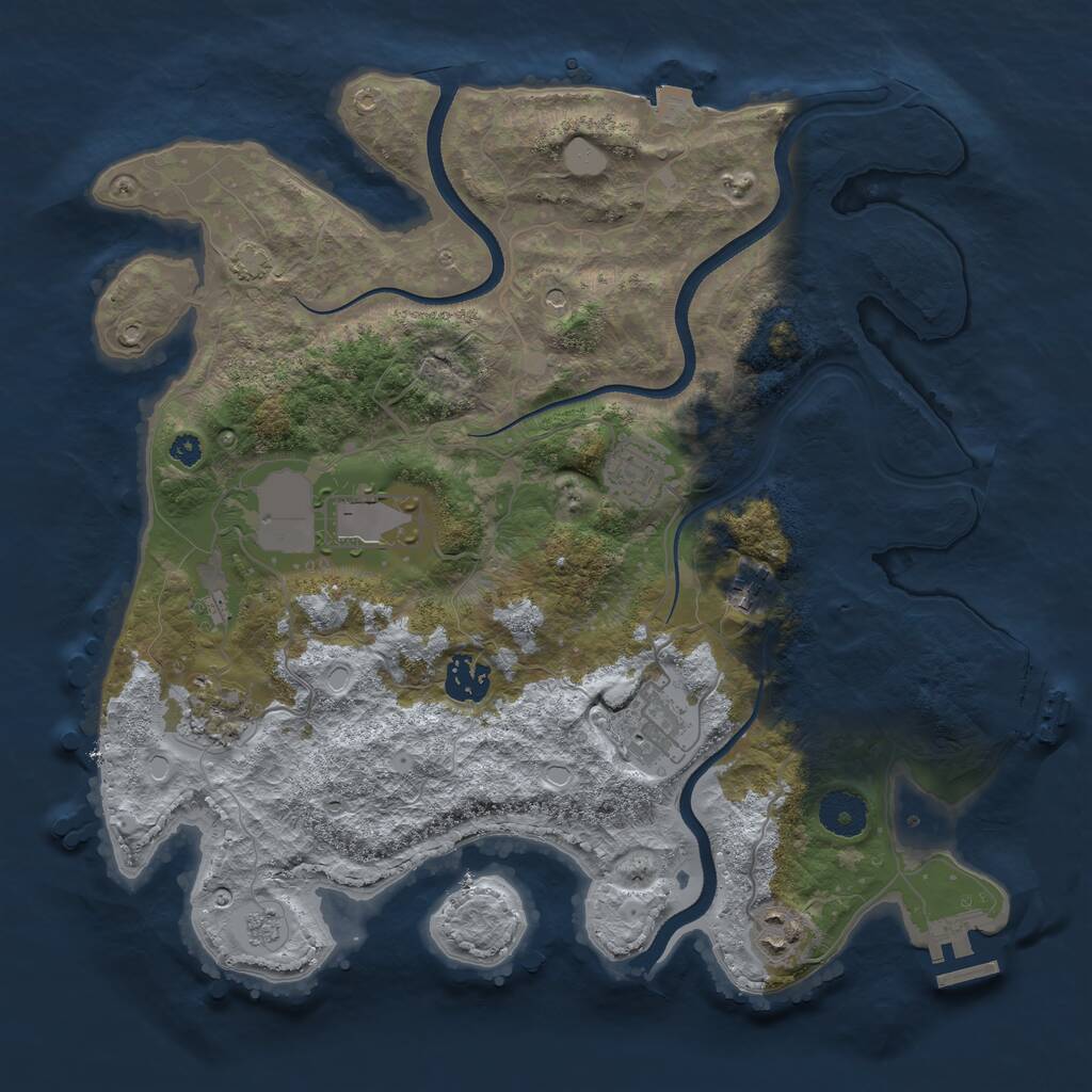Rust Map: Procedural Map, Size: 3500, Seed: 405380111, 13 Monuments