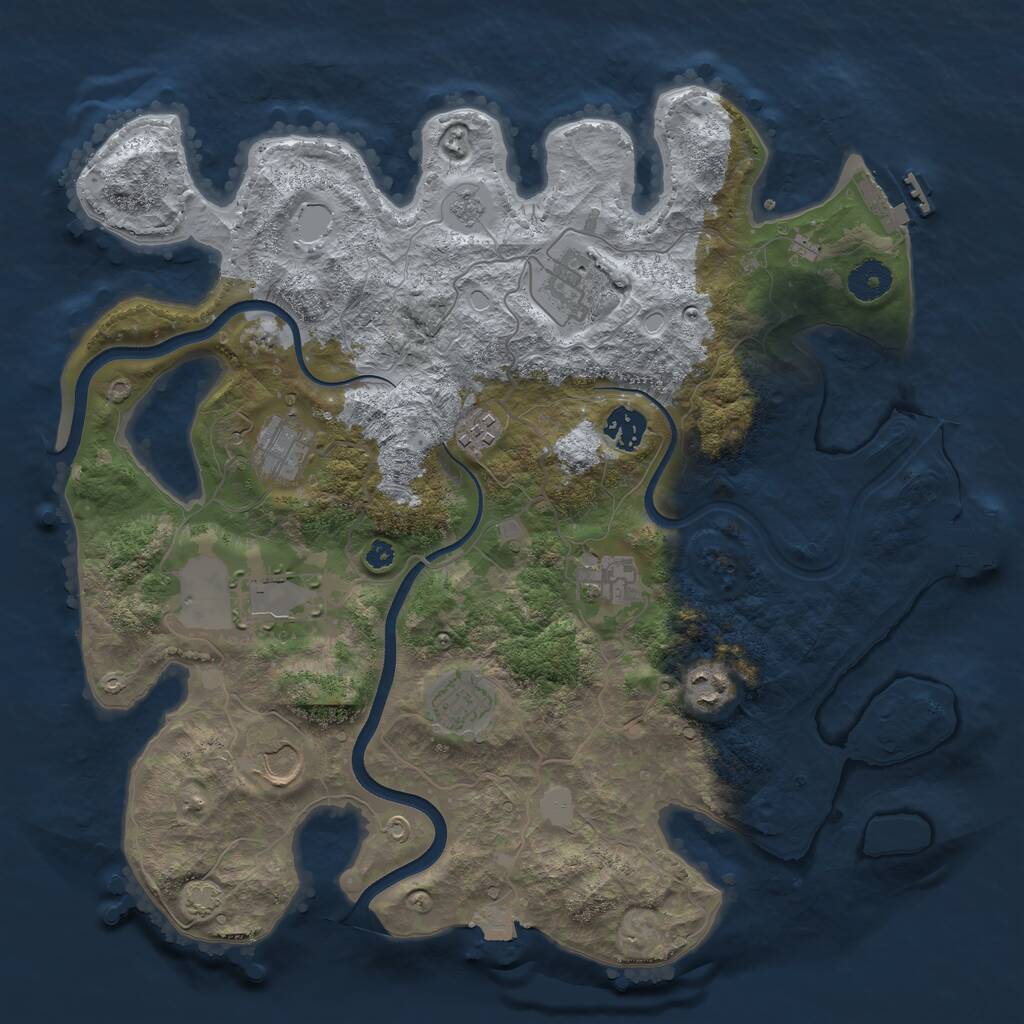 Rust Map: Procedural Map, Size: 3700, Seed: 626912355, 14 Monuments