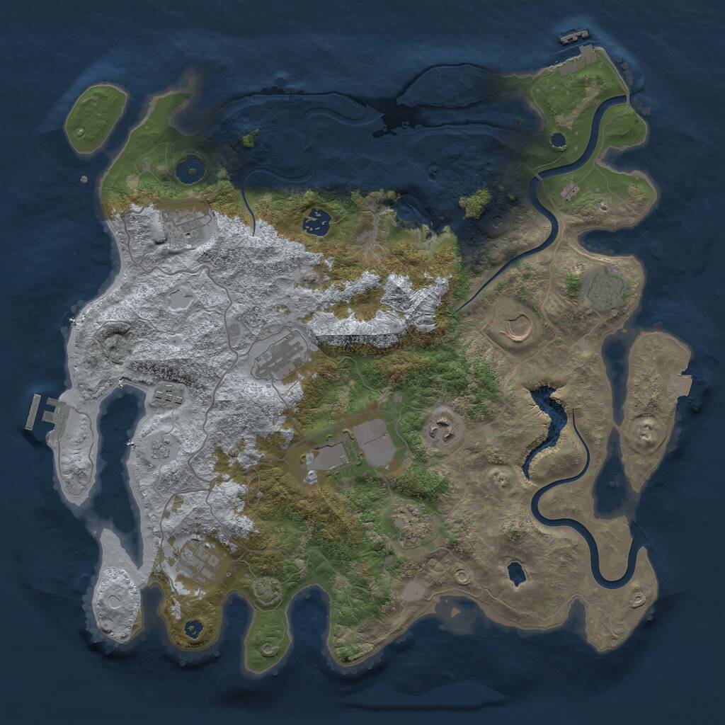 Rust Map: Procedural Map, Size: 4000, Seed: 6001, 16 Monuments
