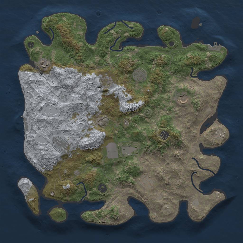 Rust Map: Procedural Map, Size: 4000, Seed: 858961144, 18 Monuments