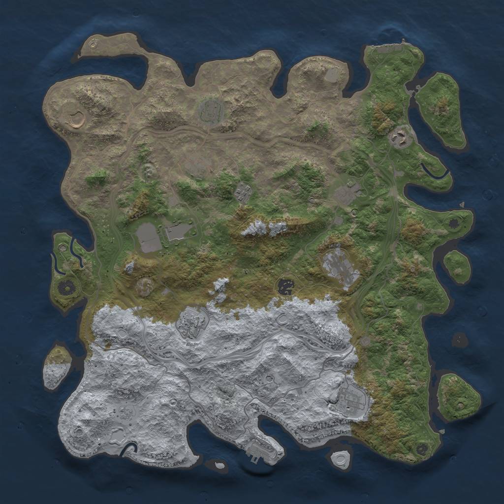 Rust Map: Procedural Map, Size: 4500, Seed: 1233567, 20 Monuments